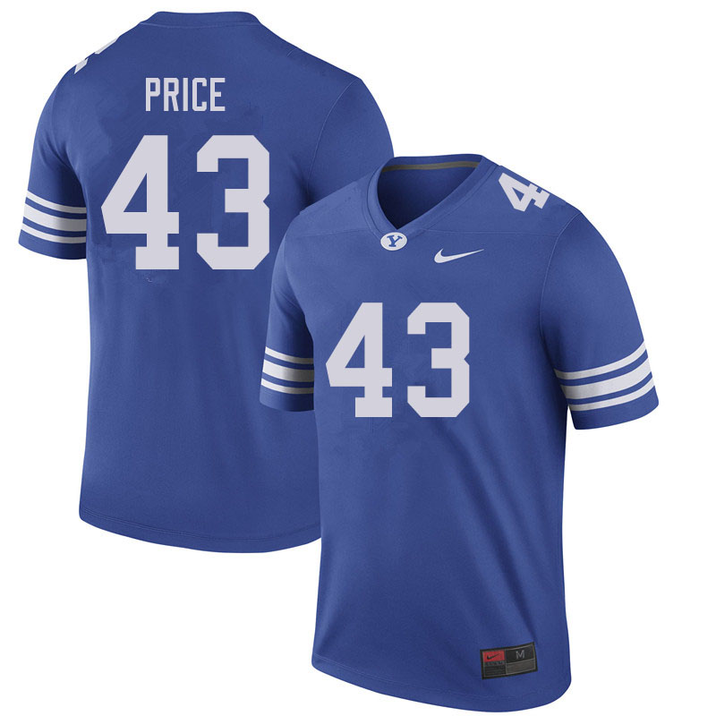 Men #43 Mitchell Price BYU Cougars College Football Jerseys Sale-Royal
